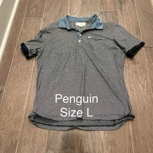 Original Penguin Men's Gray Polo with Blue Collar